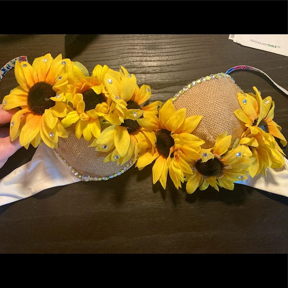 Handmade Sunflower Rave Bra - Picture 2 of 3